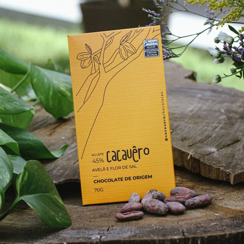 45% ao leite com avelã e flor de sal